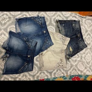 Studded denim shorts